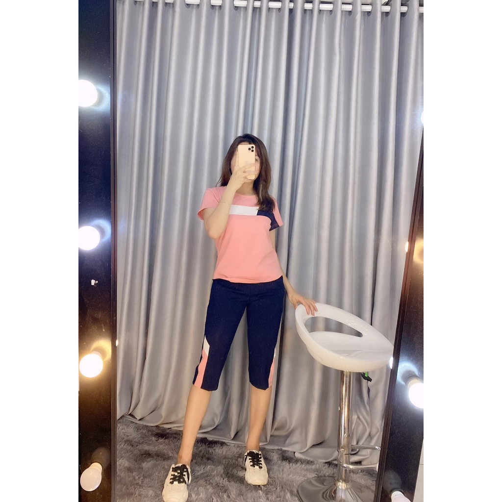 Bộ đồ thể thao nữ Xinh - chất cotton quần lửng tay cộc cổ tròn - X375 (có nhiều màu)