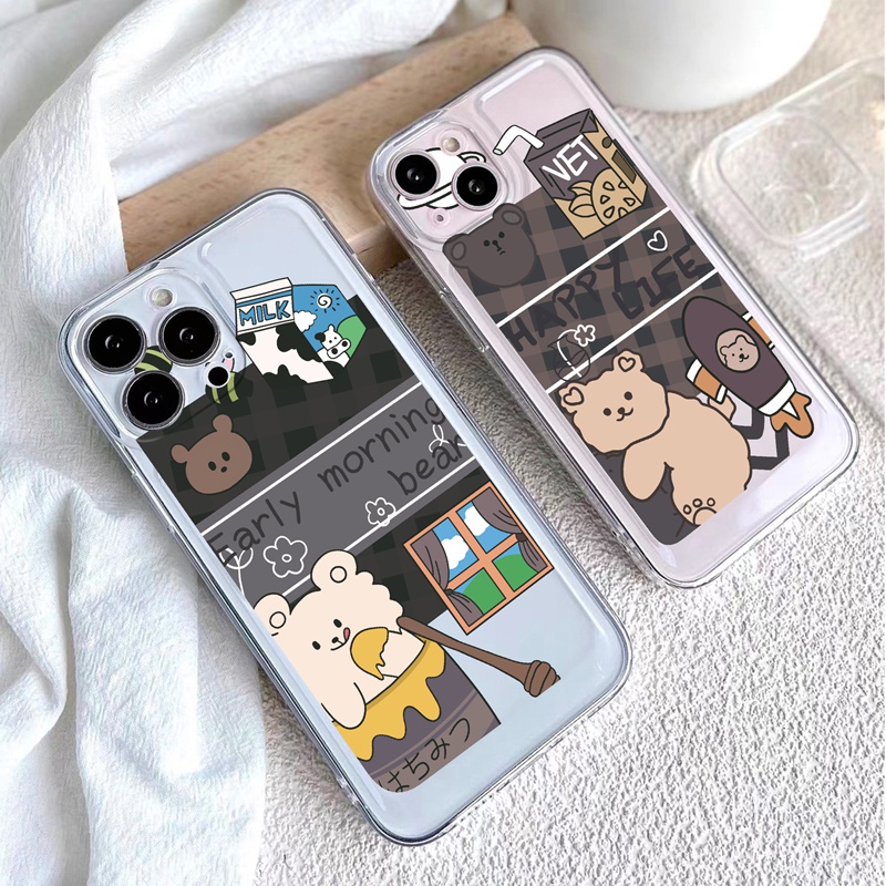Suntaiho Ốp điện thoại TPU mềm in hình gấu thích hợp cho iPhone 13 12 11 Pro MAX 12Pro 7 8 Plus X XR XS MAX SE 2020