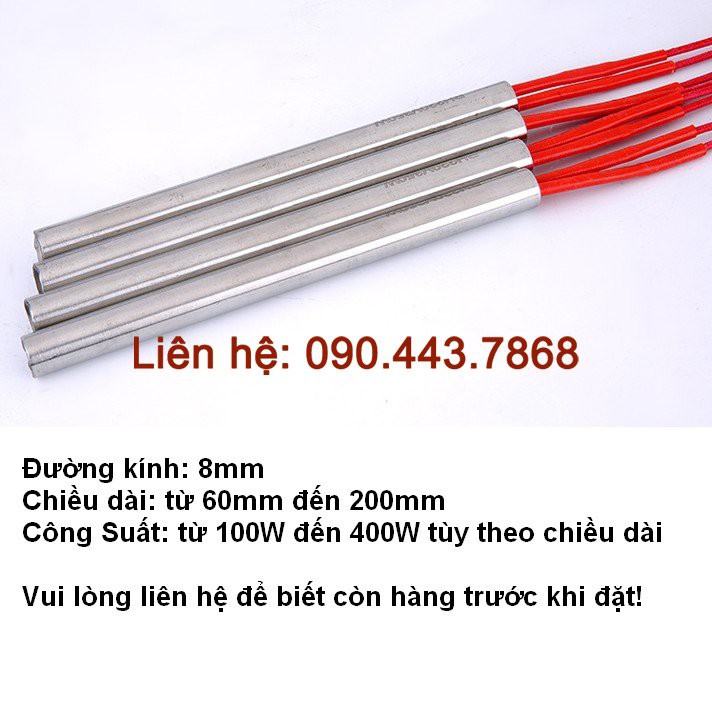 Phi12 thanh gia nhiệt đốt nóng, điện trở một đầu , điện áp 220V