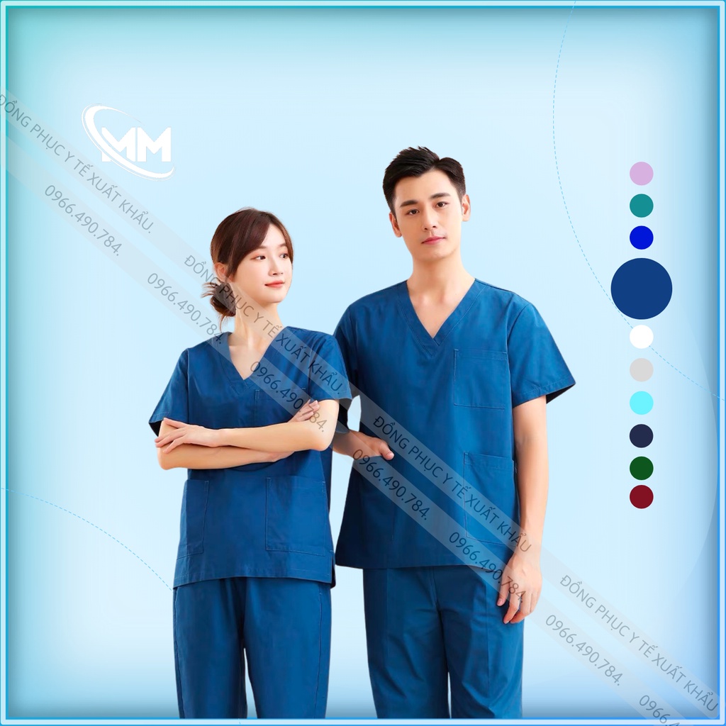 Bộ Scrubs Bác Sĩ Cổ Tim, Đồng Phục Y Tế Cao Cấp