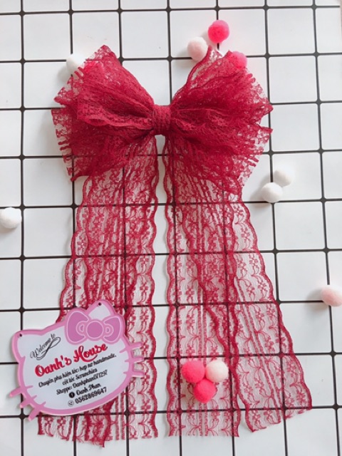 Kẹp nơ ren lớn đuôi dài