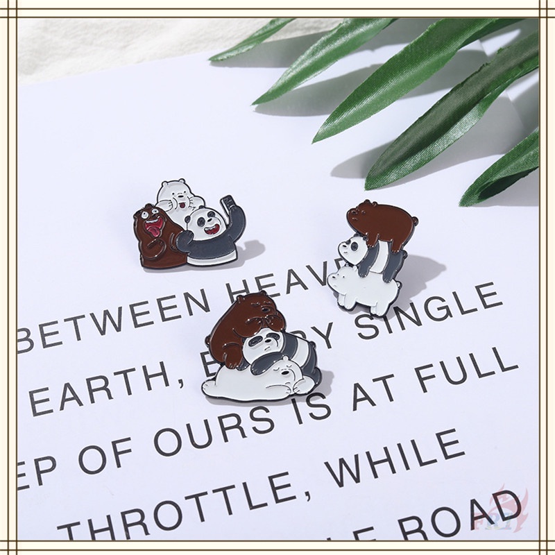 ★ Ghim Cài Áo Hình we bare bears - ice bear / grizzly / panda ★ 1 Huy Hiệu Gài Áo Hình Nhân Vật Hoạt Hình doodle