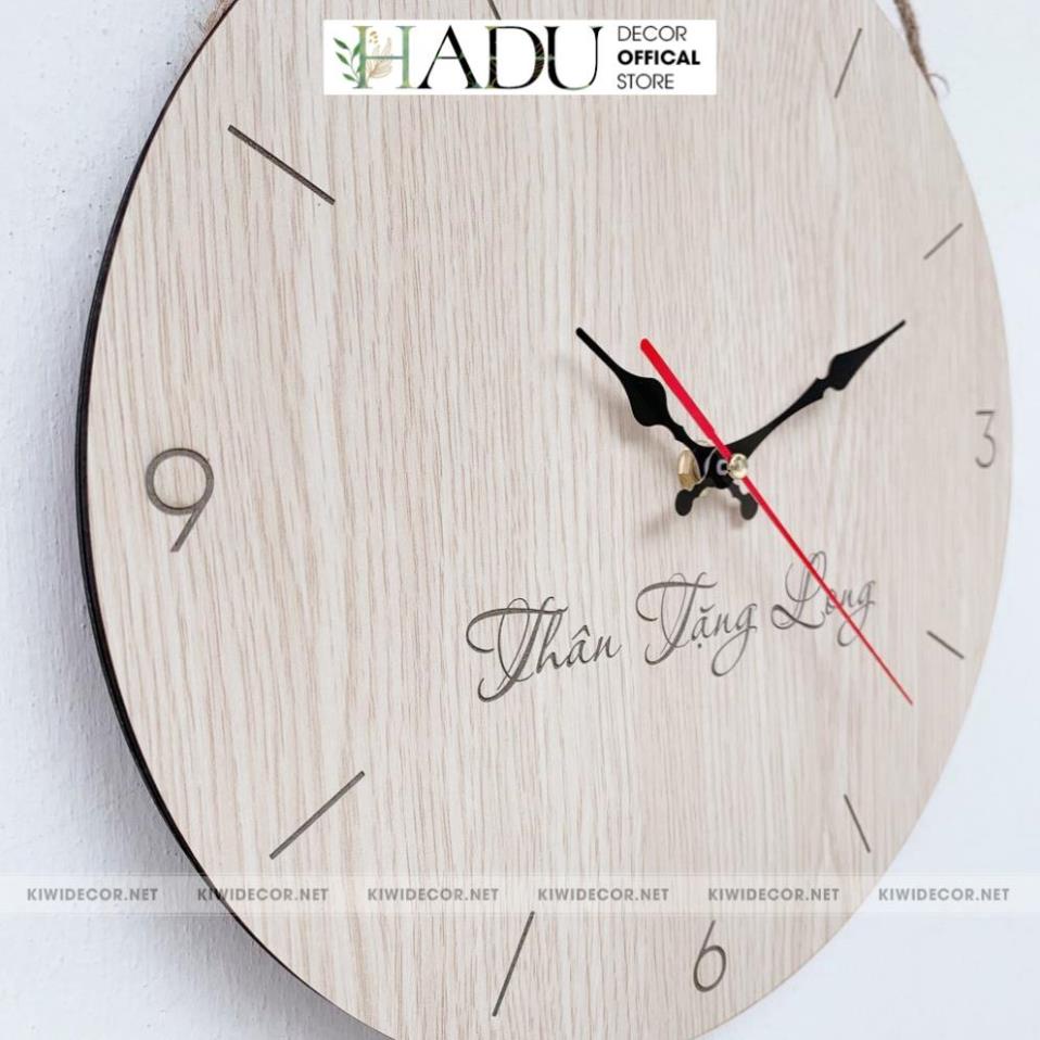 Đồng Hồ Treo Tường Gỗ Có Số Kèm Núm & Dây Treo Vintage, Decor Trang Trí Hiện Đại Tối Giản - HaduDecor