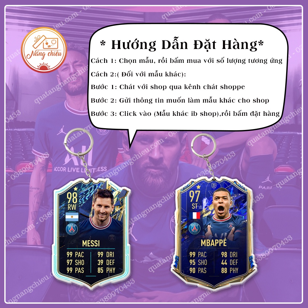 Móc khóa CLB Paris Saint-Germain - Thiết kế với mọi cầu thủ ☘️MÓC KHÓA THẺ CẦU THỦ
