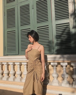 Đầm linen rút dây
