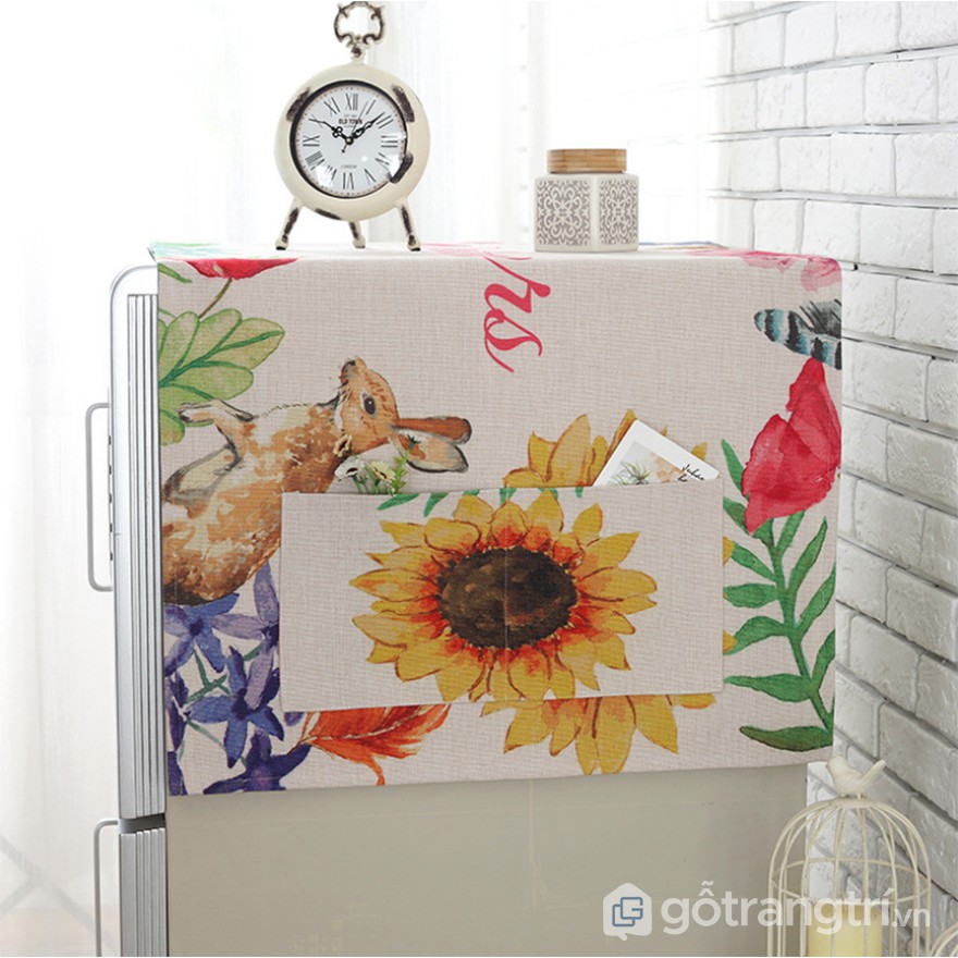 [Hàng sẵn] Khăn trải tủ lạnh- máy giặt tiện lợi hoa hướng dương