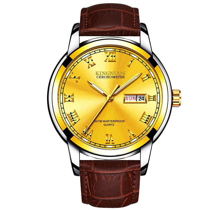 [HÀNG CHÍNH HÃNG]Đồng Hồ Nam KINGNOUS K-1758 Dây Da Cao Cấp,chống vô nước,Chống Xước,Có Dạ Quang,Bảo Hành 12 tháng