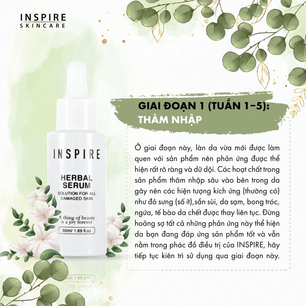 Serum Tái Tạo Da INSPIRE HERBAL SERUM  Phục Hồi Hư Tổn Trẻ Hóa Làn Da Dưỡng Da Sáng Mịn 50ml