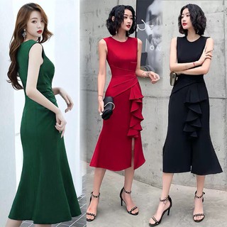 [HÀNG NHẬP] Đầm body tay ngắn xẻ tà