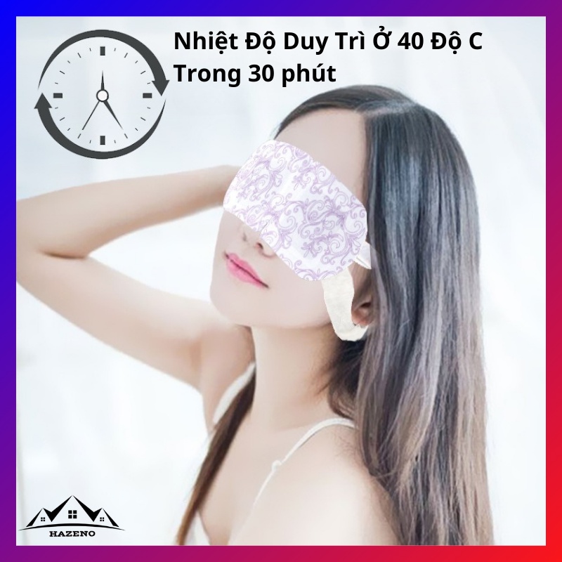 Miếng Chườm Mắt Chườm Nóng Hơi Nước Thư Giãn Giảm Mỏi Mắt Tăng Cường Thị Lực Kiêm Bịt Mắt Ngủ Mặt Nạ Ngủ HAZENO ZN006