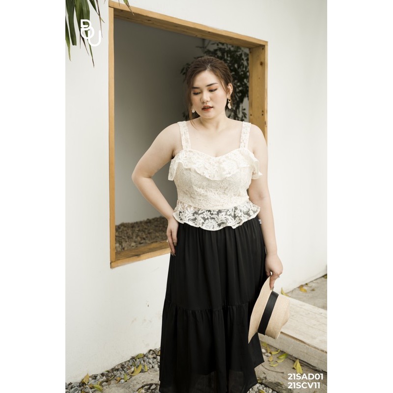 Áo hai dây ren peplum BIG SIZE 55kg đến 95kg - 21SAD01 - [BUstu Bigsize]