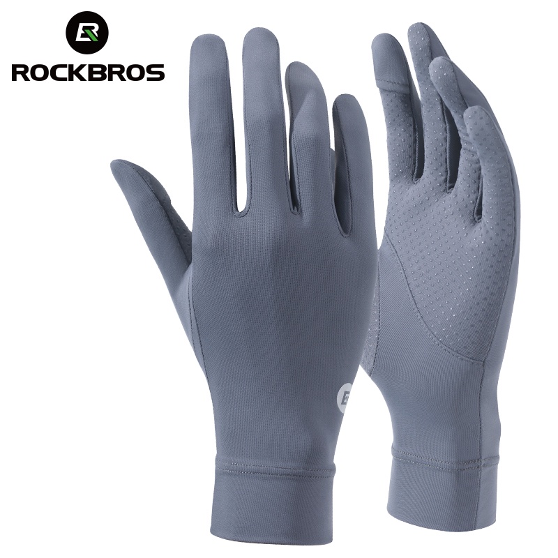 Rockbros Găng Tay Chống Nắng / Tia uv Vải Lụa Lạnh Mỏng Thoáng Khí Chống Trượt Thích Hợp Lái Xe Ngoài Trời Cho Nam Và Nữ