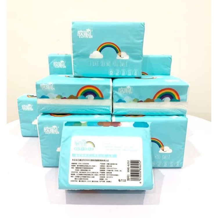 Thùng 30 gói giấy ăn cầu vồng Xinmier chính hãng loại 1 300 tờ 3 lớp [Chính hãng Xinmier]