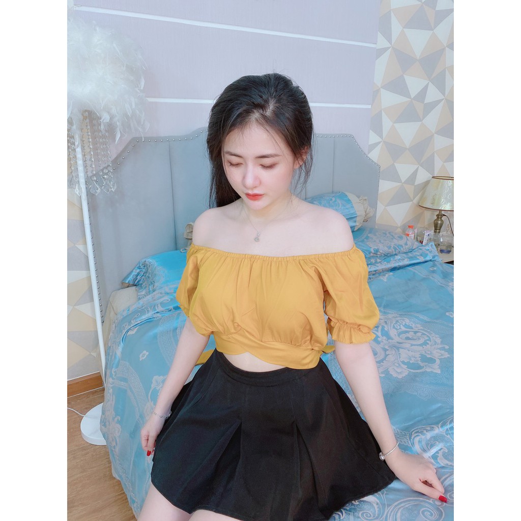 Áo kiểu trễ vai cột nơ lưng cực xinh