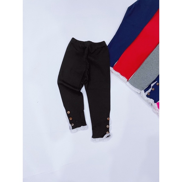 QUẦN LEGGING VIỀN REN CHO BÉ GÁI CHẤT COTTON CO GIÃN DÀY DẶN