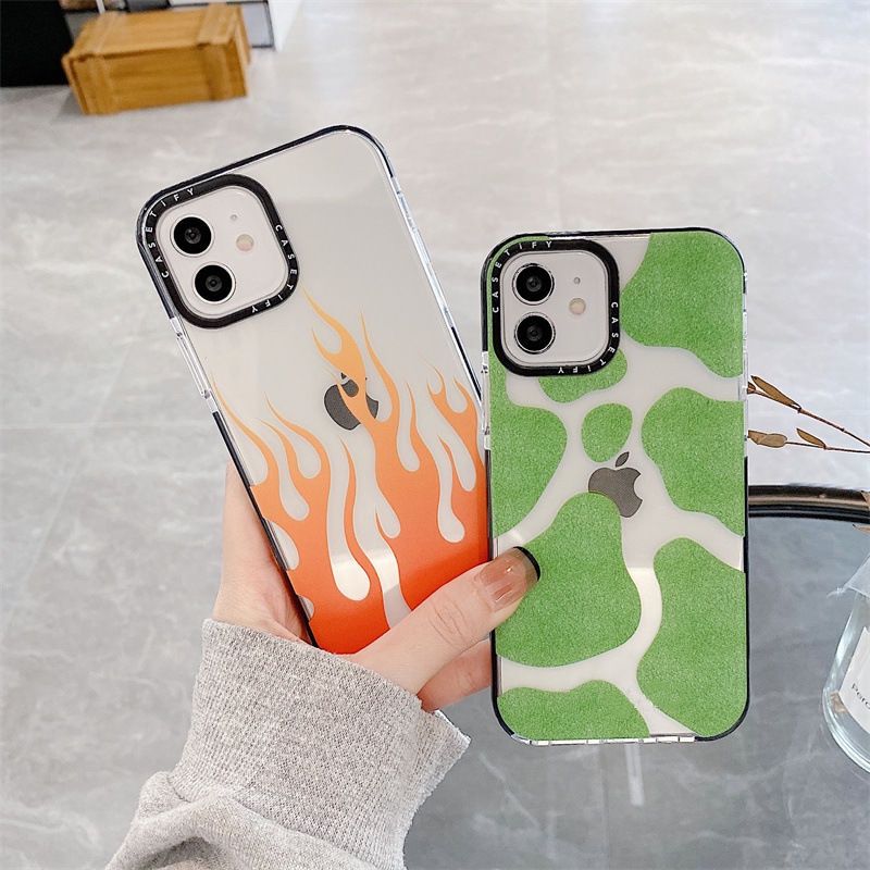 Ốp Điện Thoại Tpu Dẻo In Hình Ngọn Lửa Và Cỏ Xanh Cho iPhone 11 / 12 / 13 Promax iPhone 7 / 8 Plus / X / XR / Xs Max