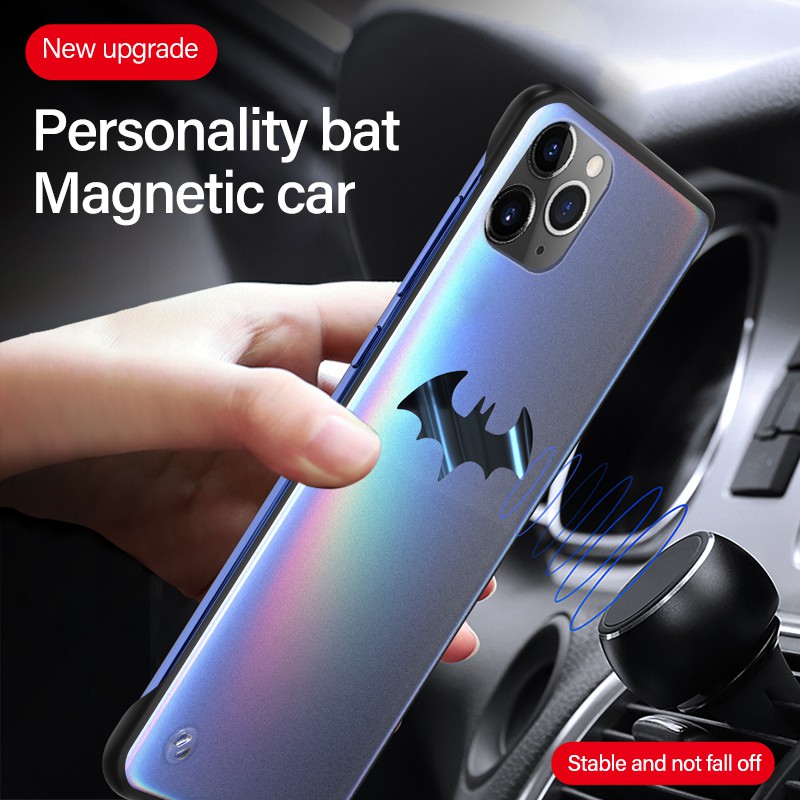 Ốp điện thoại PC nhám siêu mỏng mẫu kim loại Batman hít nam châm cho iPhone 11 Pro Max x xr XS max 8 7 6s 6 Plus