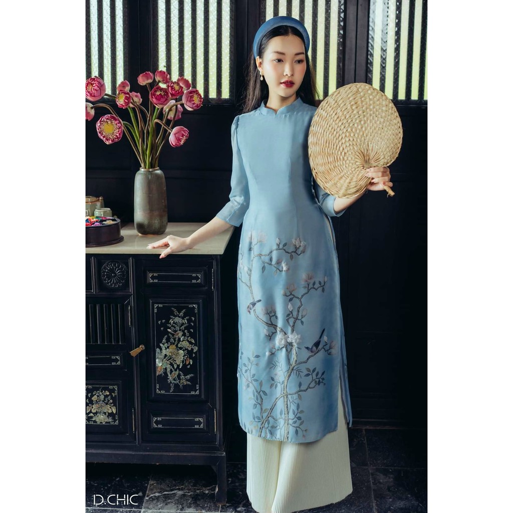 Áo dài voan 🎀FREESHIP🎀Áo dài phối hoa nổi bật ao dai cach tan | BigBuy360 - bigbuy360.vn
