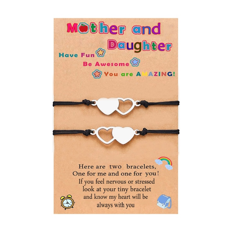 Set 2 Vòng Tay Bện Dây Gắn Thẻ Tình Yêu Cho Mẹ Và Con Gái