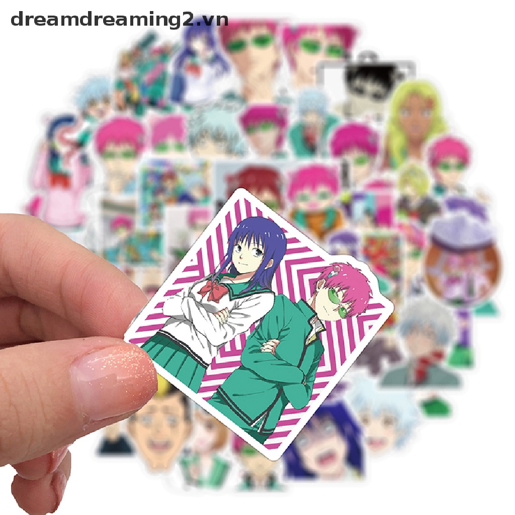 Bộ 50 Miếng Dán Trang Trí laptop Họa Tiết saiki Kusuo no Wrong-nan