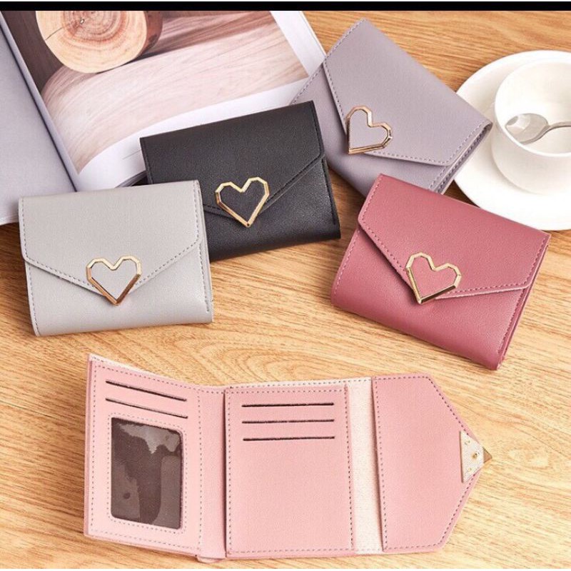 Ví nữ trái tim da PU mini