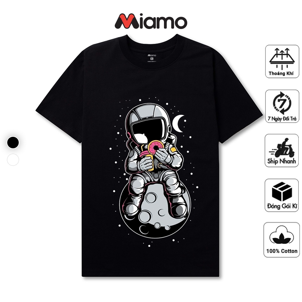 [Freeship] Áo thun tay lỡ Unisex basic phi hành gia vải cotton mịn đẹp Miamo