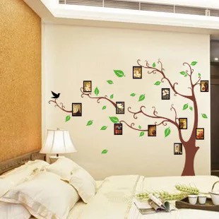 Decal trang trí tường Cây khung hình lá xanh tinh tế