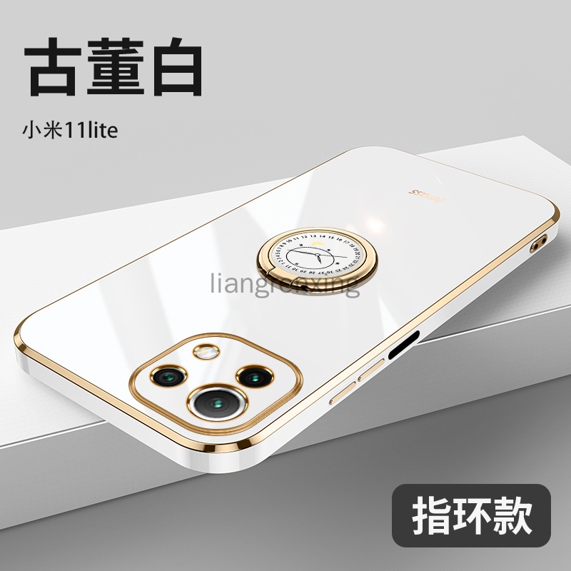 Ốp Điện Thoại silica gel Mềm Mạ Điện Kèm Móc Xỏ Ngón Cho xiaomi mi 11 lite xiaomi 11t xiaomi mi 11t pro Chống Sốc