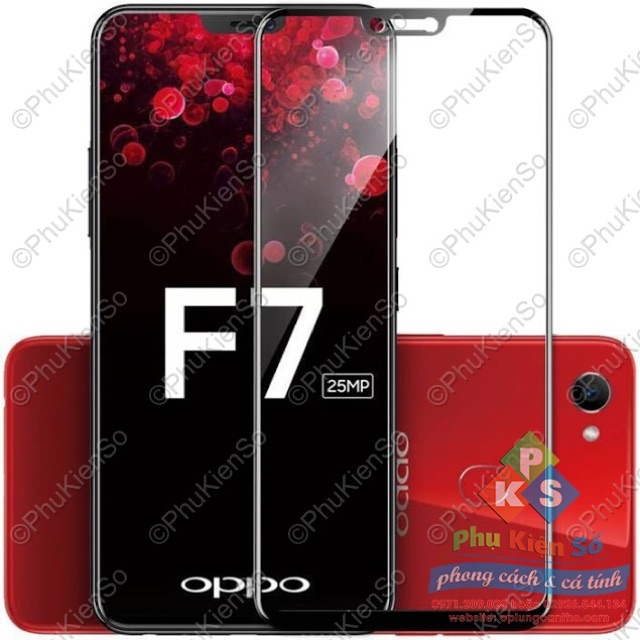 Kính cường lực Oppo F7 Full keo, Siêu cứng , siêu bền