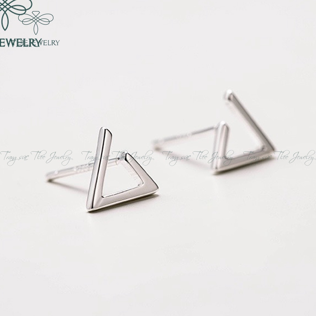 Khuyên tai bạc nữ Tlee basic tai tam giác mở basic cá tính NCJ B0140
