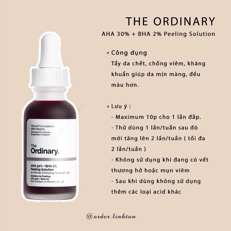 [ BILL SEPHORA US ] Tẩy Da Chết AHA 30% + BHA 2% The Ordinary