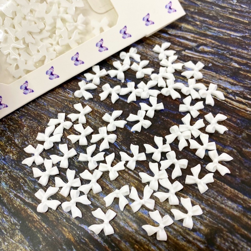 Charm nơ trắng-nơ mix trắng trang trí nail phong cách hàn nhật - Charm nail đính móng trang trí móng tay nghệ thuật