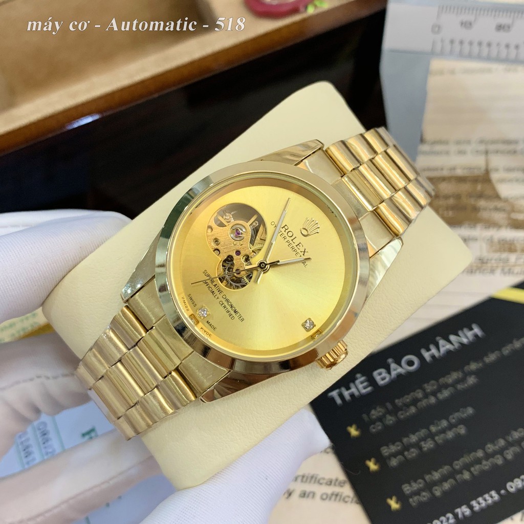 Đồng hồ nam RL máy cơ automatic mạ vàng 18K dây kim loại chống nước cao cấp DH518 Shop114 | BigBuy360 - bigbuy360.vn