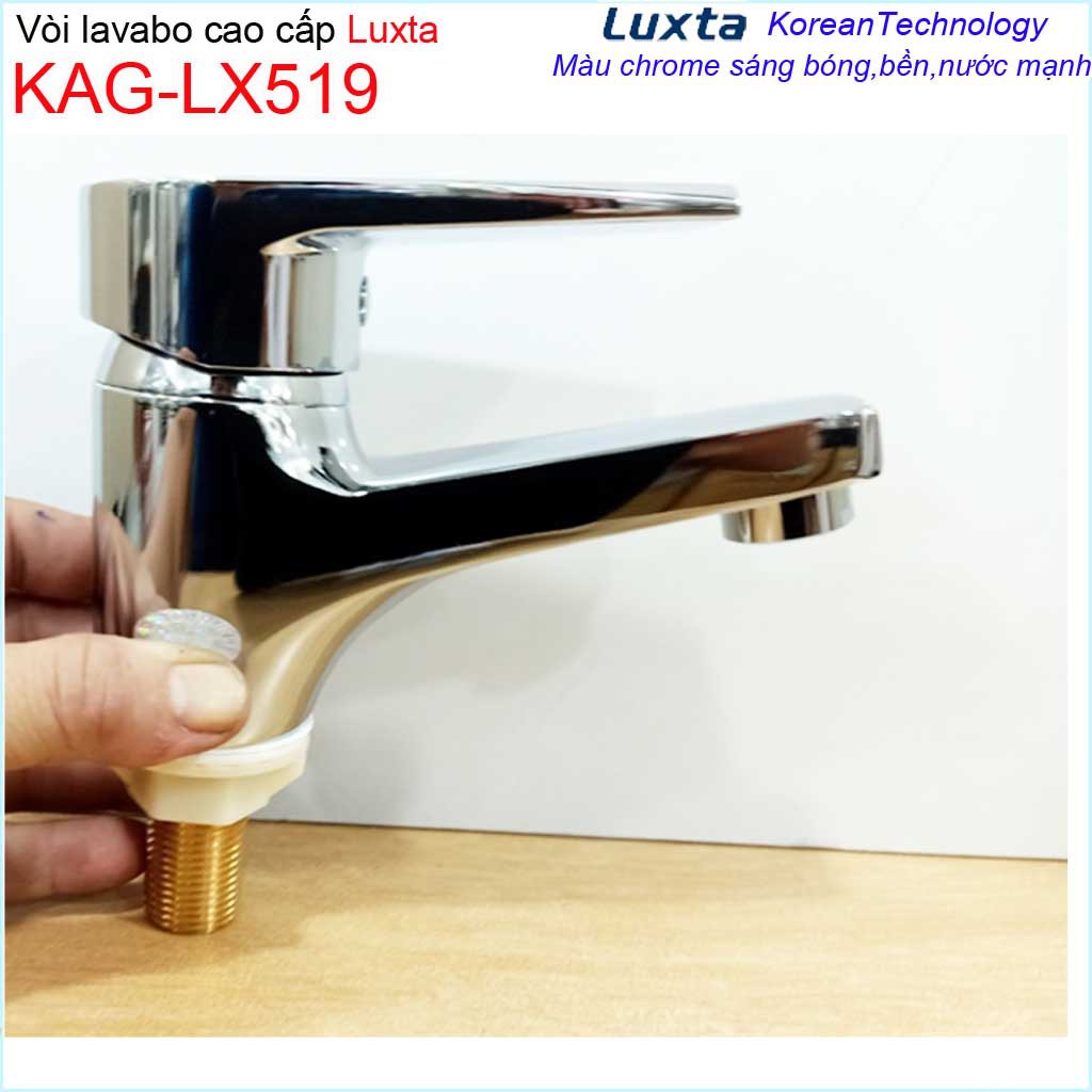 Vòi lavabo lạnh Luxta KAG-LX519 gật gù, vòi chậu rửa mặt thân lớn chrome bóng nước mạnh sử dụng siêu bền