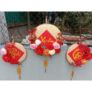 mẹt tết, phúc lộc thọ vàng, hoa mẫu đơn, hoa hồng trang trí tết