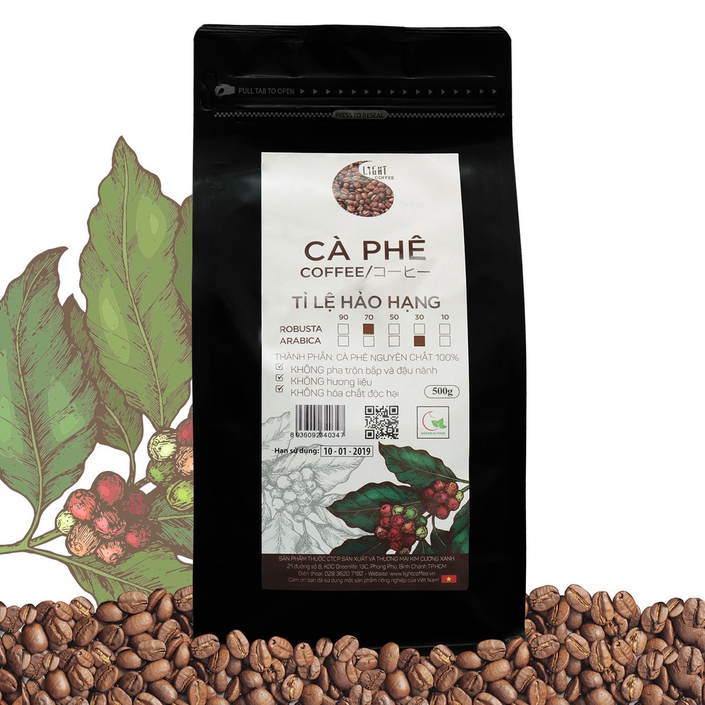 Cà phê hạt 7R3A Tỉ lệ hảo hạng 500g - Light Coffee