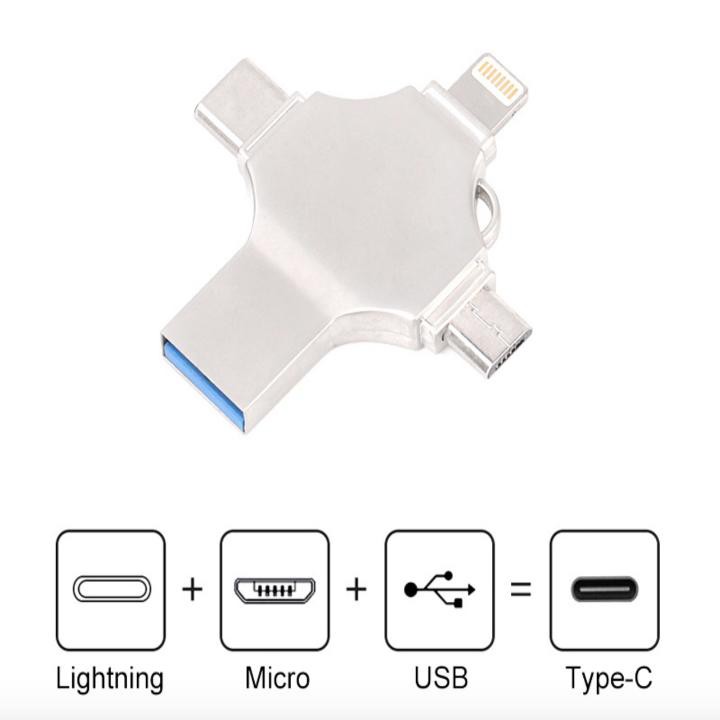 Flashdrive USB 32Gb 4in1 Conteetci (Micro USB, Type C, Lightning) - Home and Garden
