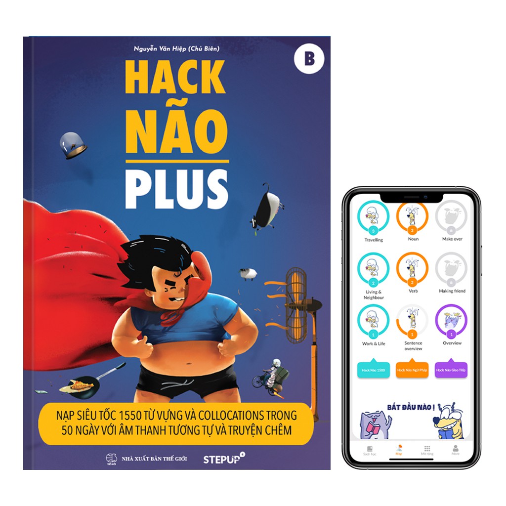 [LIFEST1212]Combo Sách Hack Não PLUS A, B - Học từ vựng tiếng Anh - Kèm App học phát âm