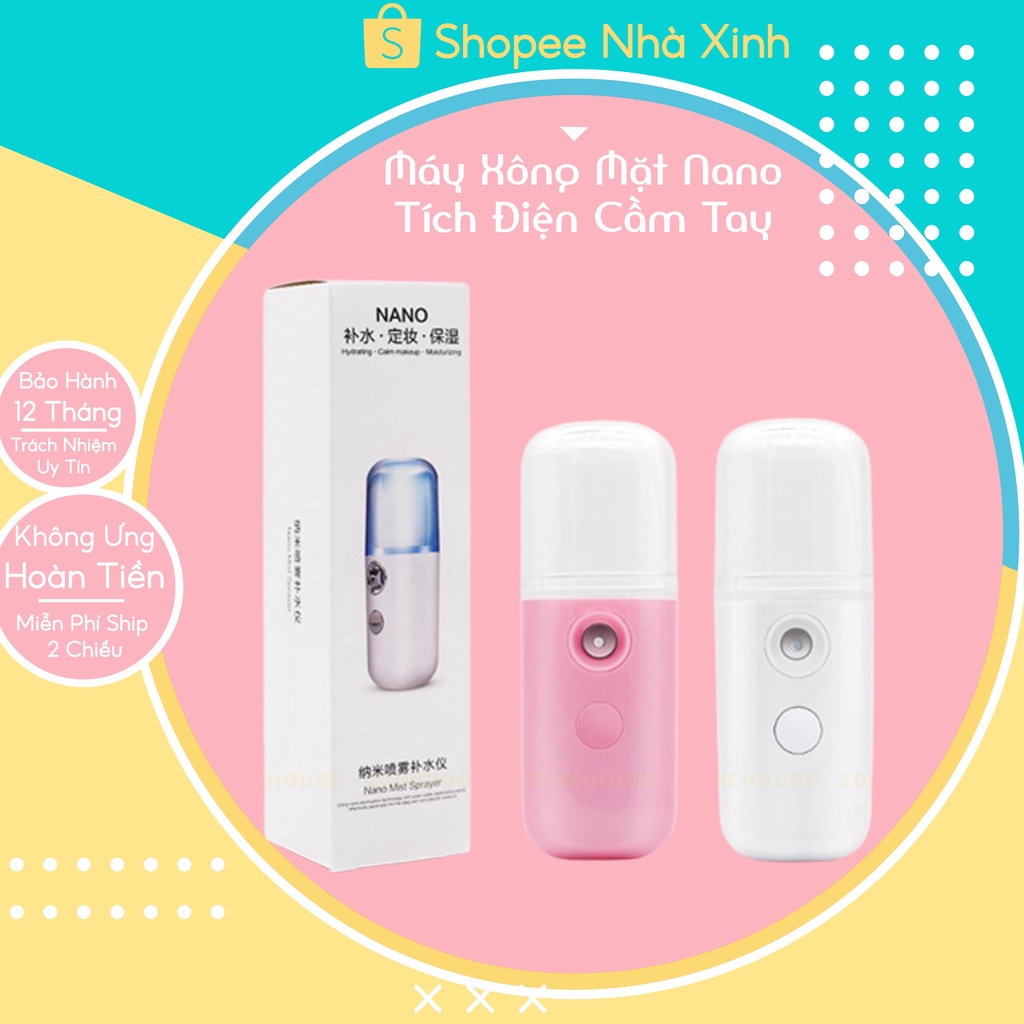 [Hàng Loại 1] Máy xông mặt xịt khoáng Nano tích điện, máy xông mặt nano phun sương  tích điện mini 30ml