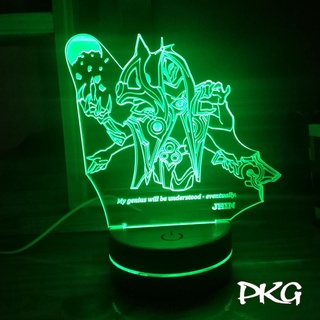 Đèn Ngủ Led 3D tướng JHIN HẮC TINH LMHT nháy sáng 16 màu cảm ứng điều khiển từ xa DN391