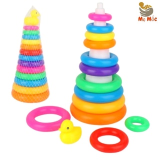 Đồ chơi tháp xếp chồng vòng tròn vịt, bộ xếp hình tháp tròn, đồ chơi phát triển cho bé