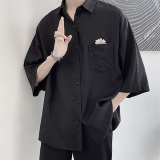 Áo Sơ Mi Ngắn Tay Phong Cách Hàn Quốc Dáng Rộng Cho Nam