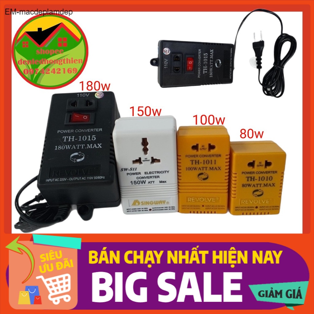 (1211) Biến áp-biến thế- đổi điện 220v ra 110v và 110v ra 220v---- 80w -100w -150w-180w
