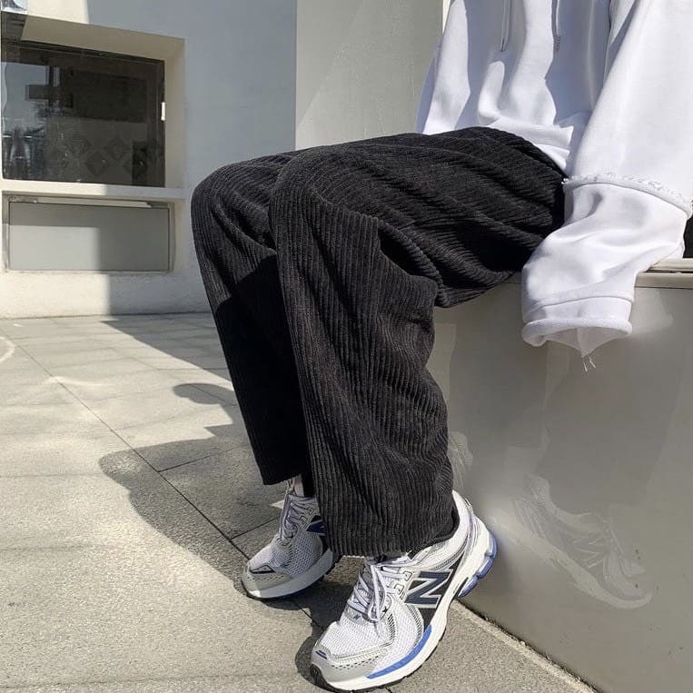 Quần Ống Rộng Form unisex  Chất Nhung  Lưng Thun, Quần Ống Suông  Form Dài Tôn Dáng