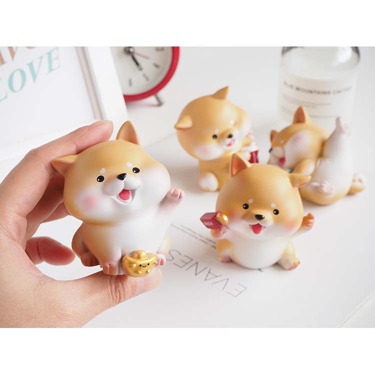 Mô hình cún Bingo chó Shiba tài lộc may mắn dễ thương trang trí để bàn, làm việc, taplo ô tô, quà tặng - Ráp