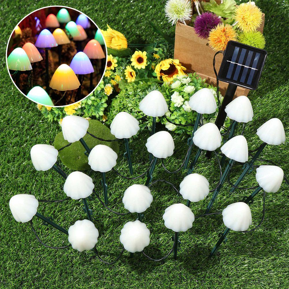 KRNY Dây Đèn LED Năng Lượng Mặt Trời Hình Nấm Trang Trí Sân Vườn