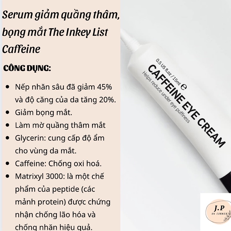 (Auth-kèm bill) Kem dưỡng mắt The INKEY List Caffeine Eye Cream 15ml j.pukcorner97 | WebRaoVat - webraovat.net.vn