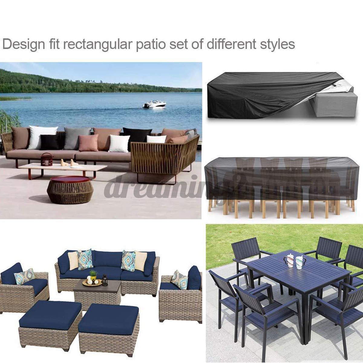 Outsunny Waterproof Garden Patio Furniture Set Cover Outdoor Table Cube Chairs DREAMING2