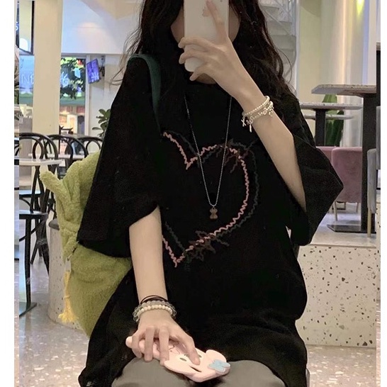 Áo Thun Nữ oversize Tay Ngắn Màu Đen