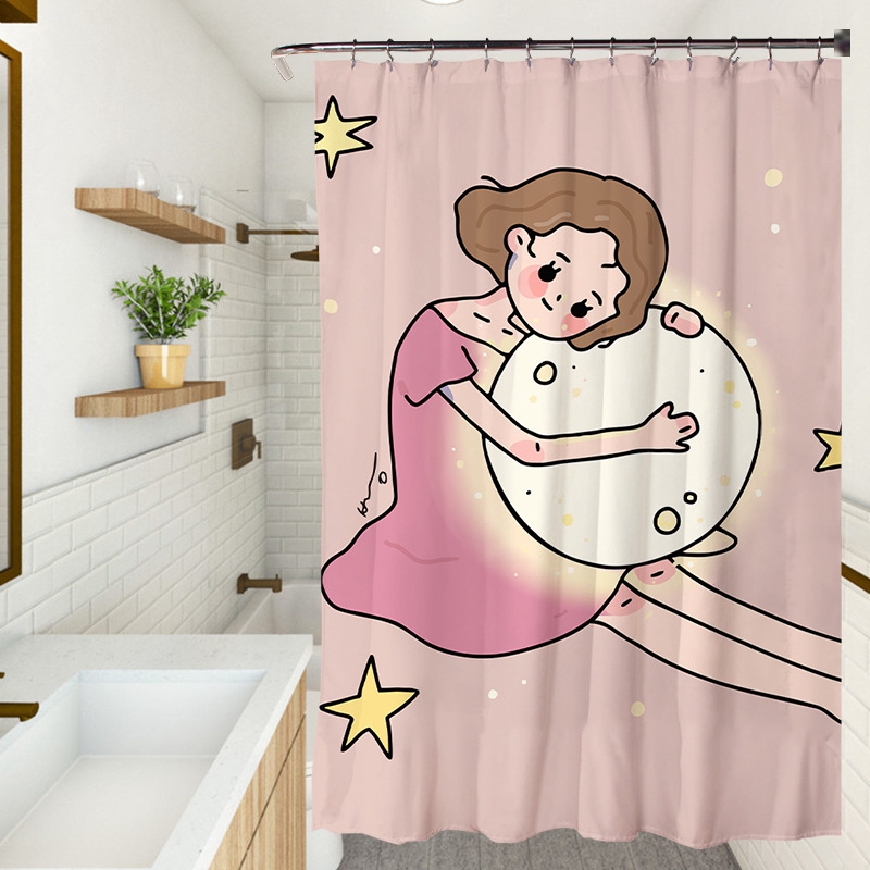 Rèm Che Bồn Tắm Chống Thấm Nước Họa Tiết Đáng Yêu Dành Cho Nữ